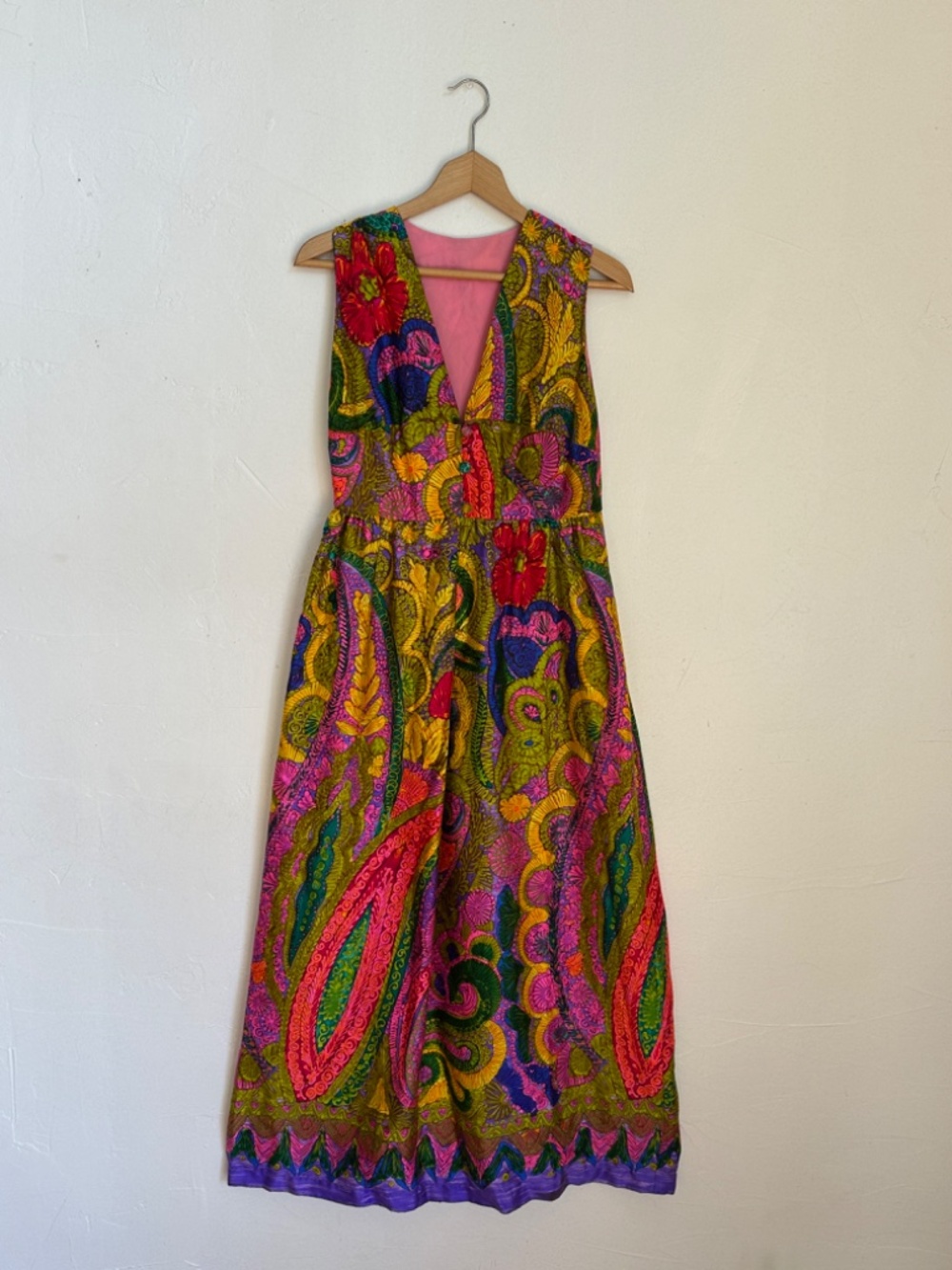 Vintage 1970s Psychedelic Print Maxi Dress Wedding
